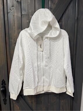 White Cable-Knit Zip Hoodie New Dorlera XL